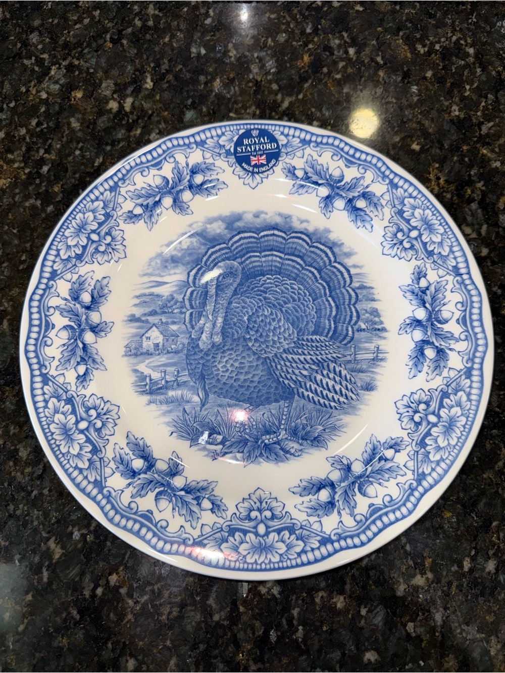 Royal Stafford Blue Turkey Decorative Dinner Plates SET OF 2